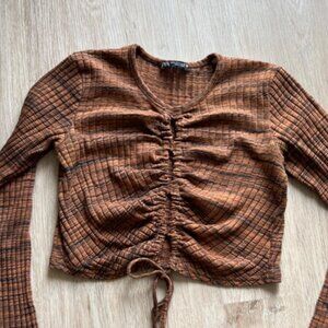 Zara drawstring cutout crop top